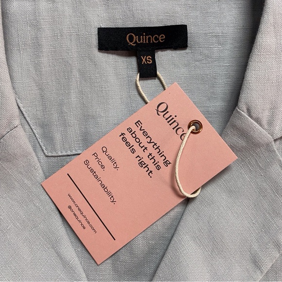 NWT Quince Women's 100% European Linen Short Sleeve Shirt XS Button Up Blue Mist - Picture 13 of 14